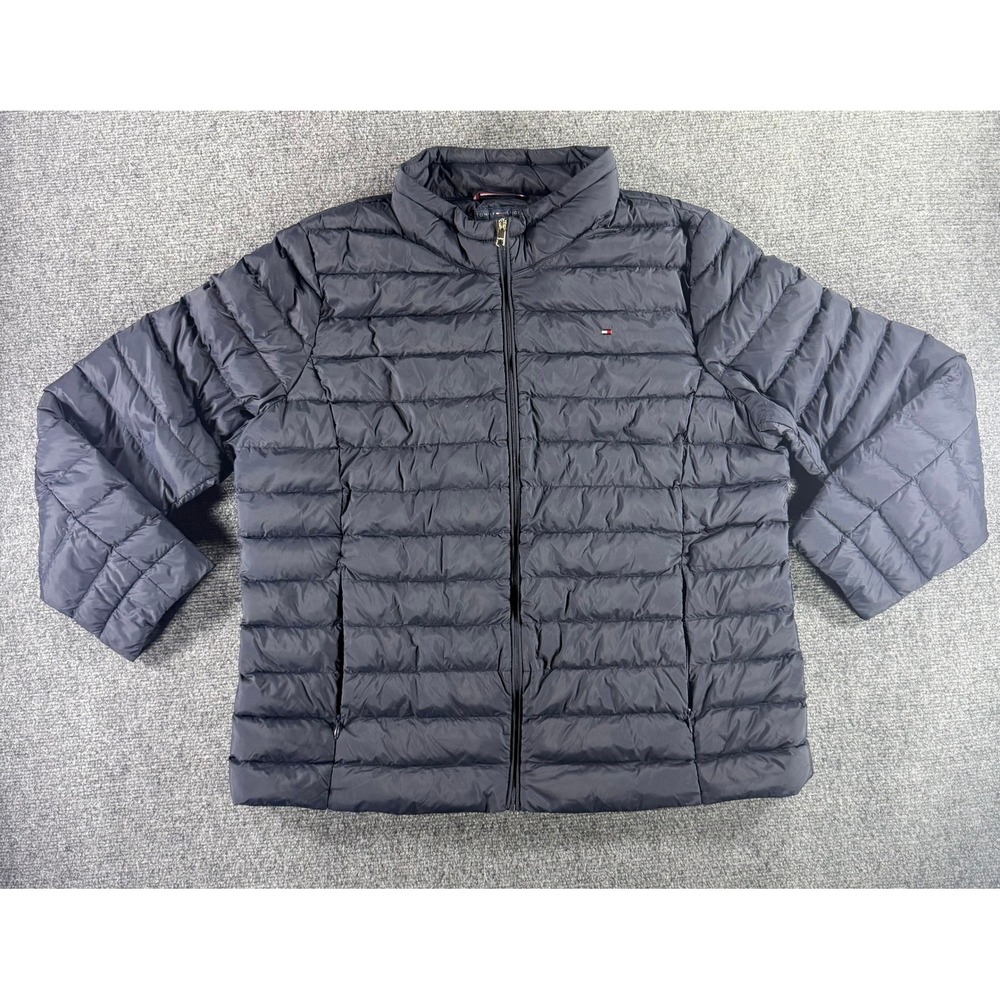 Tommy Hilfiger Womens XXL Navy Blue Packable Puffer Jacket Full Zip Quilted Coat